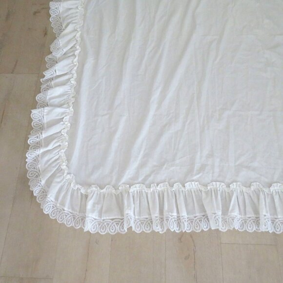 Pair of 2 White Lace Ruffle Curtain Drape Panels 44" x 62" Cottage Shabby Chic - Picture 8 of 16